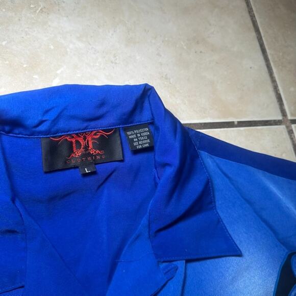 Vintage Dragonfly DF Clothing Blue Button Down Shirt Mens Large Y2K Tribal - Picture 3 of 6